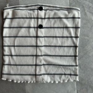 Caution To The Wind Black and White Striped Tube Top